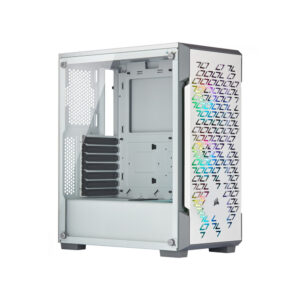 GABINETE CORSAIR ICUE 220T RGB AIRFLOW CON VENTANA, MIDI-TOWER, ATX/MICRO ATX/MINI-ITX, USB 3.0, SIN FUENTE, BLANCO