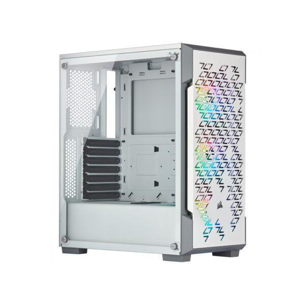 GABINETE CORSAIR ICUE 220T RGB AIRFLOW CON VENTANA, MIDI-TOWER, ATX/MICRO ATX/MINI-ITX, USB 3.0, SIN FUENTE, BLANCO