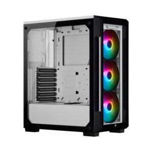 GABINETE CORSAIR ICUE 220T RGB CON VENTANA, MIDI-TOWER, ATX/MICRO ATX/MINI-ITX, USB 3.2, SIN FUENTE, BLANCO